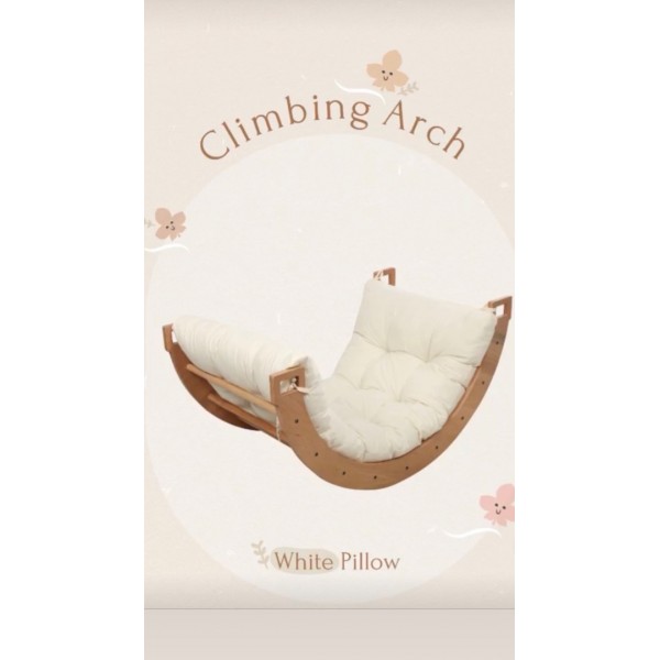 Ξύλινη γέφυρα αναρρίχησης Pikler 2 σε 1 με γκρι μαξιλάρι Ξύλινη γέφυρα αναρρίχησης Pikler 2 σε 1 με γκρι μαξιλάρι