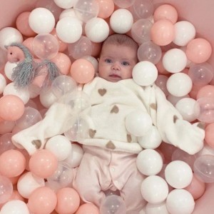 baby pink Ball Pit with white / baby pink / clear white balls extra large