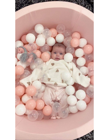 Μπαλόπισίνα baby pink με ροζ , δίαφανες & λευκές μπάλες 