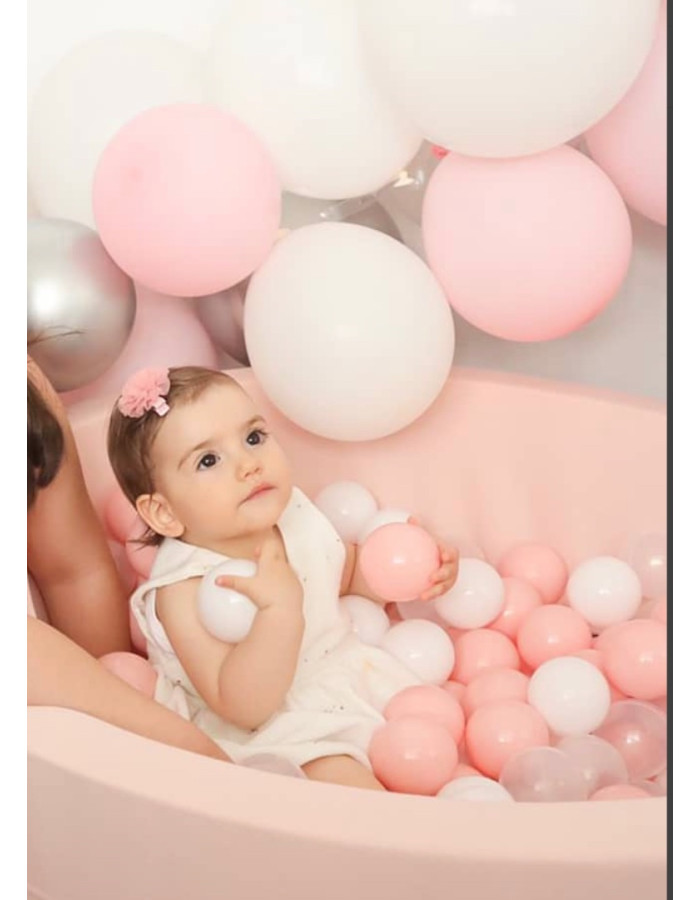 Μπαλόπισίνα baby pink με ροζ , δίαφανες & λευκές μπάλες Μπαλόπισίνα baby pink με ροζ , δίαφανες & λευκές μπάλες