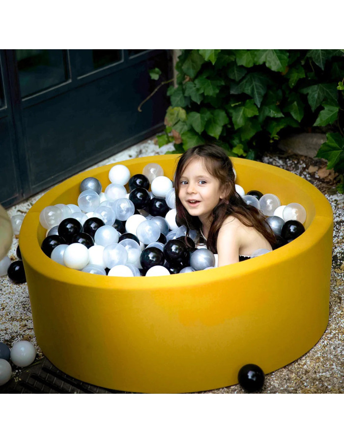 Mustard Ball Pit with silver/white/ black  balls