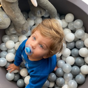Grey Ball Pit  with grey / white/ pearl balls
