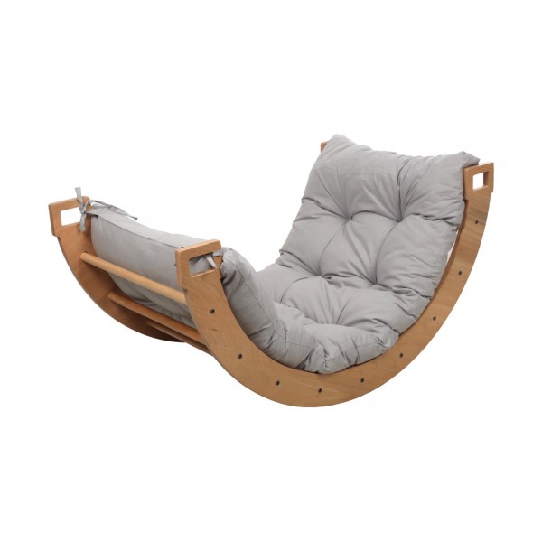 Ξύλινη γέφυρα αναρρίχησης Pikler 2 σε 1 με  γκρι μαξιλάρι