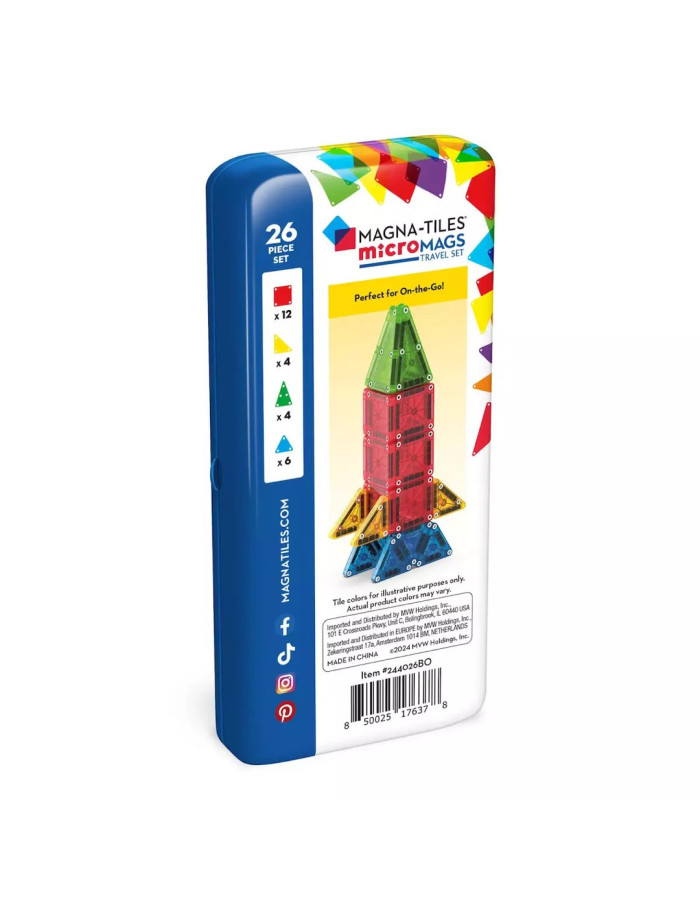 Magna-Tiles Magnetic Construction Toy Micromags Travel Set for 3+ years