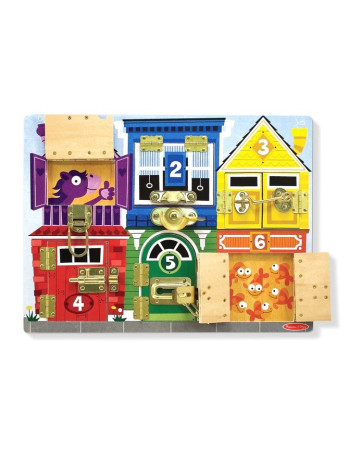 Melissa & Doug Latches Board Educational Game Knowledge made of Wood for 3+ Years Old