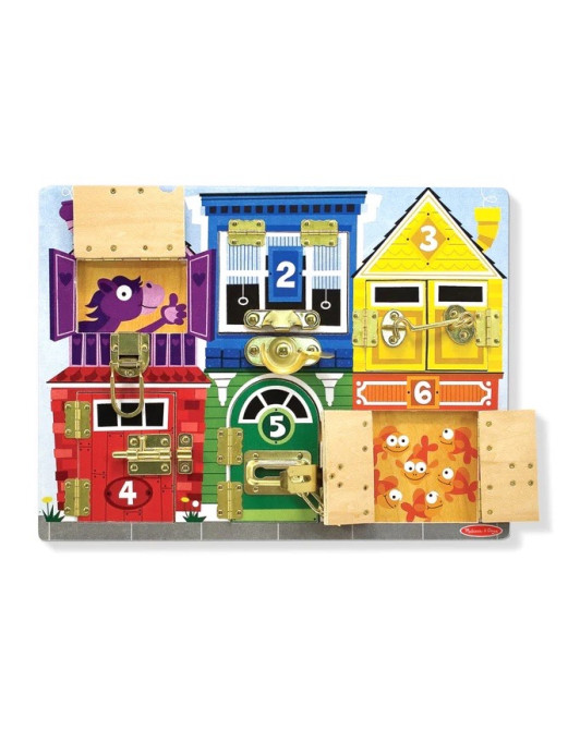 Melissa & Doug Latches Board Educational Game Knowledge made of Wood for 3+ Years Old