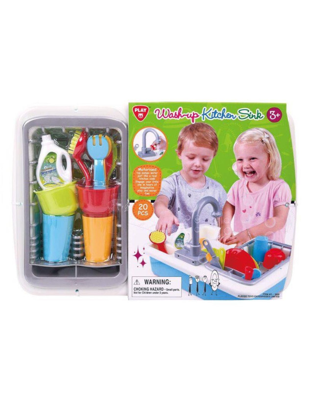 Playgo Plastic Kids Cooking Tools Νεροχύτης με Βρύση & Κουζινικά for 3+ years 20pcs