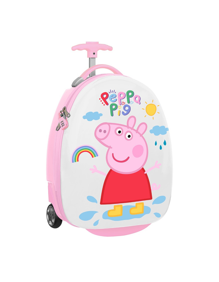 Peppa Pig Childrens Cabin Travel Suitcase Pink with 4 Wheels Height 43cm