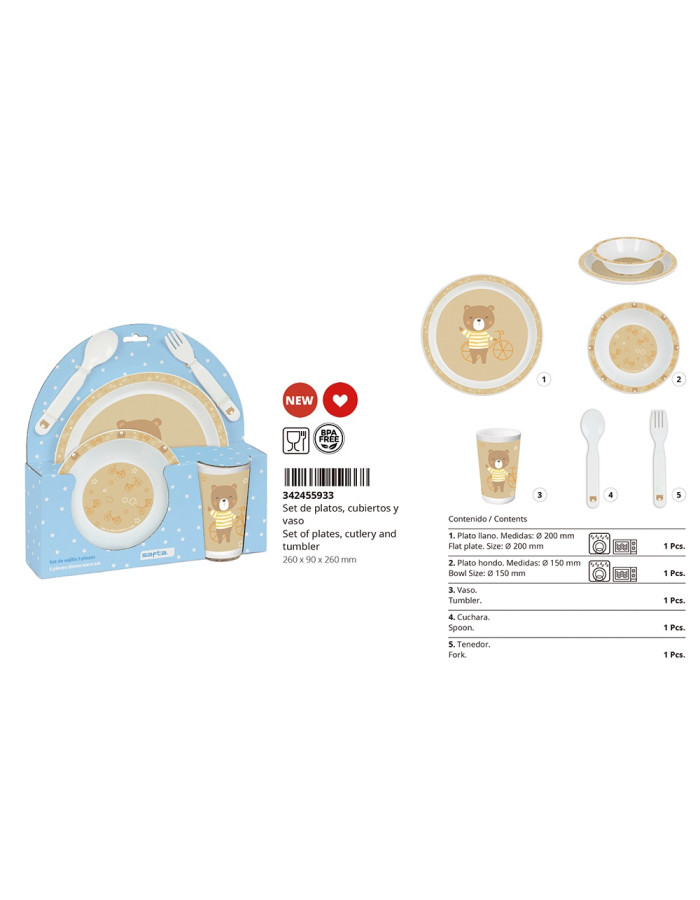 SET OF PLATES, CUTLERY AND GLASS SAFTA PRESCHOOL BEAR