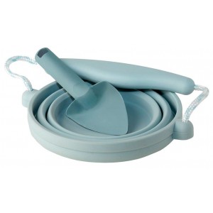 Scrunch Folding Bucket Set with Duck Egg Blue Shovel 