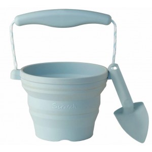 Scrunch Folding Bucket Set with Duck Egg Blue Shovel 