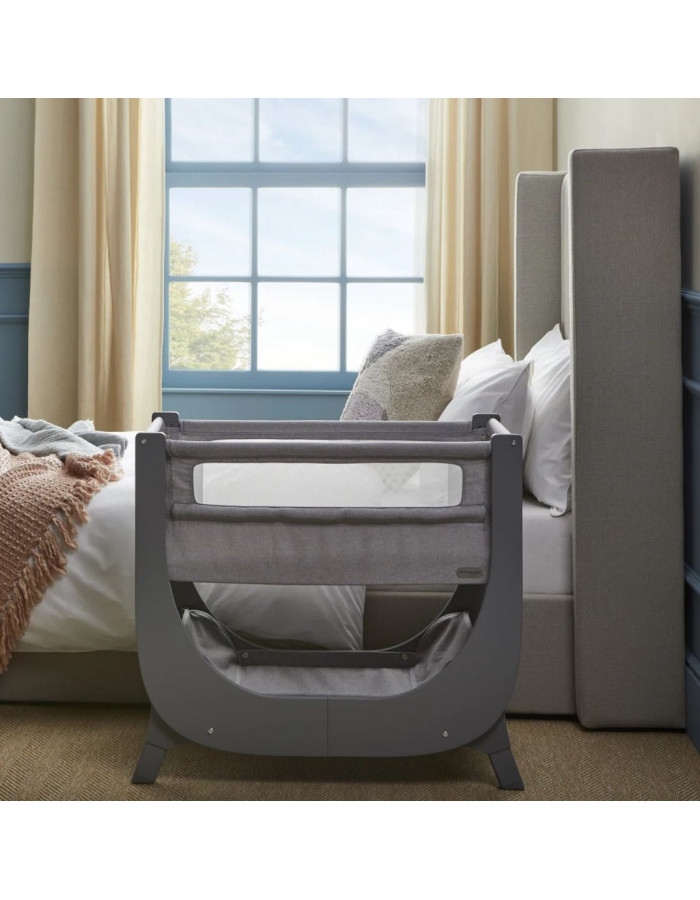 Shnuggle Cradle Lite with Mattress and Side Opening Gray