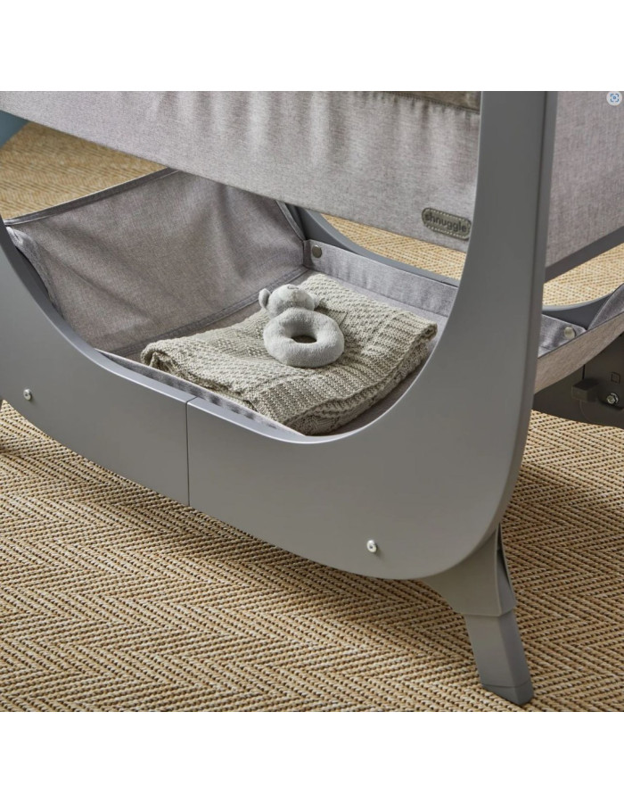 Shnuggle Cradle Lite with Mattress and Side Opening Gray