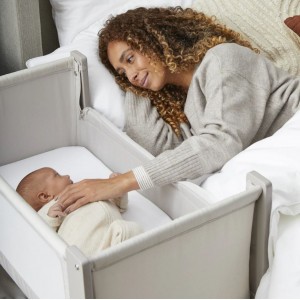 Shnuggle Cradle Lite with Mattress and Side Opening Gray