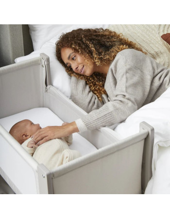 Shnuggle Cradle Lite with Mattress and Side Opening Gray