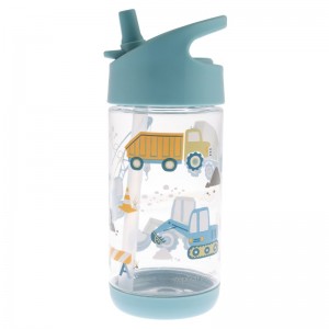 Stephen Joseph Kids Plastic Water Bottle with Straw Blue 350ml