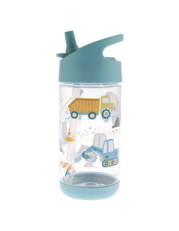 Stephen Joseph Kids Plastic Water Bottle with Straw Blue 350ml