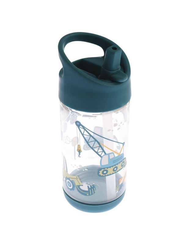 Stephen Joseph Kids Plastic Water Bottle with Straw Blue 350ml Stephen Joseph Kids Plastic Water Bottle with Straw Blue 350ml