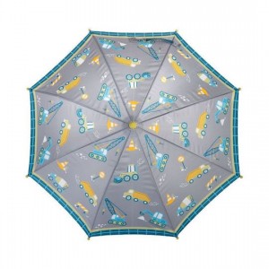 Stephen Joseph Kids Curved Handle Umbrella Constrution Gray