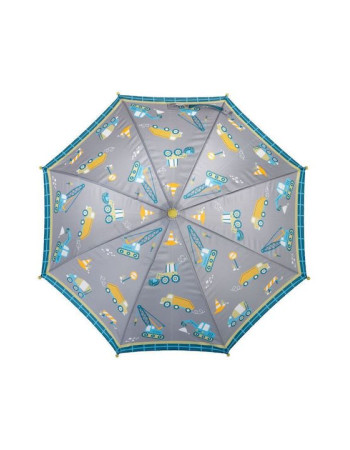 Stephen Joseph Kids Curved Handle Umbrella Constrution Gray
