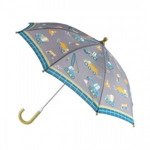 Stephen Joseph Kids Curved Handle Umbrella Constrution Gray