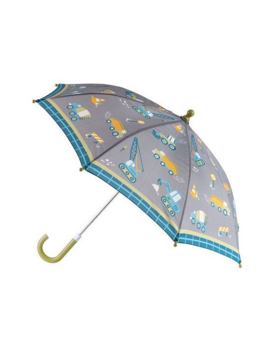 Stephen Joseph Kids Curved Handle Umbrella Constrution Gray