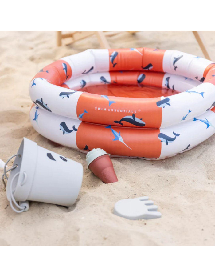Swim Essentials: Φουσκωτή πισίνα Ø60εκ. με δύο αεροθαλάμους για μωρά από 0 μηνών - Red-White Whale