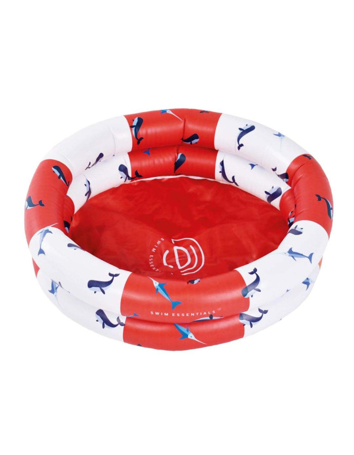 Swim Essentials: Φουσκωτή πισίνα Ø60εκ. με δύο αεροθαλάμους για μωρά από 0 μηνών - Red-White Whale