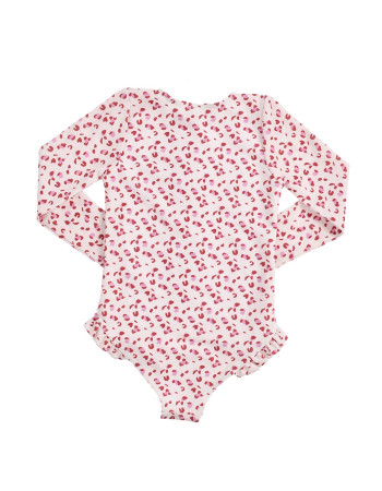 Swim Essentials Ολόσωμο μαγιό με μακριά μανίκια "Old pink Leopard"