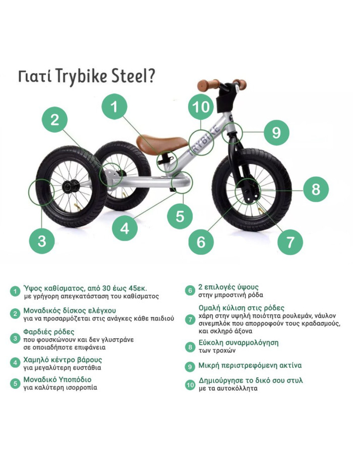 Tricycle that converts to a balance bike Vintage -Green