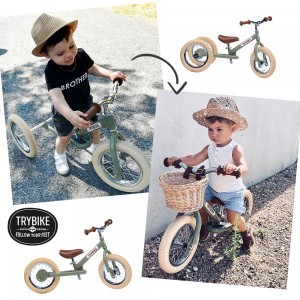 Tricycle that converts to a balance bike Vintage -Green