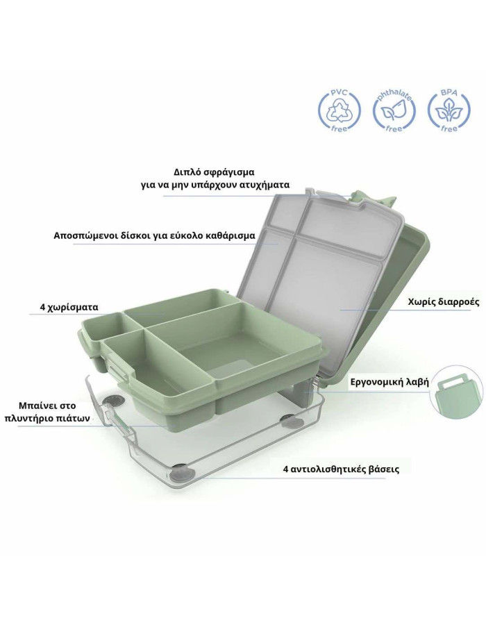 Ubbi Plastic Kids Food Container Green