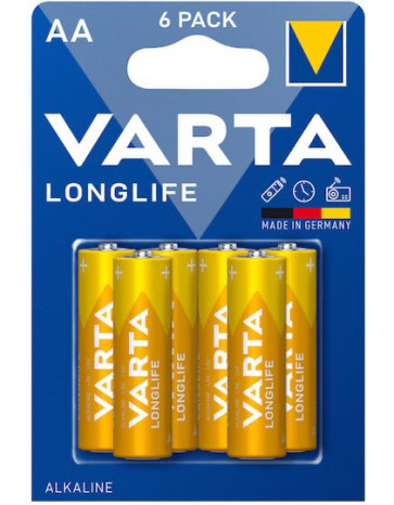 Varta LongLife Αλκαλικές Μπαταρίες AA 1.5V 6 Τεμ 4106 Varta LongLife Αλκαλικές Μπαταρίες AA 1.5V 6 Τεμ 4106