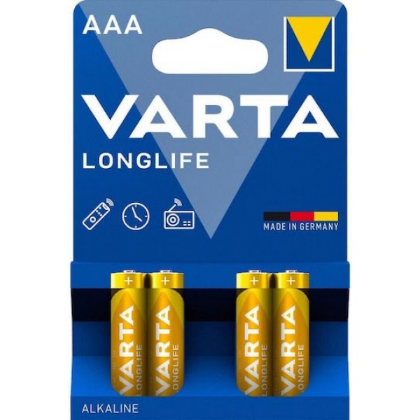 Varta LongLife Αλκαλικές Μπαταρίες AAA 1.5V 4τμχ