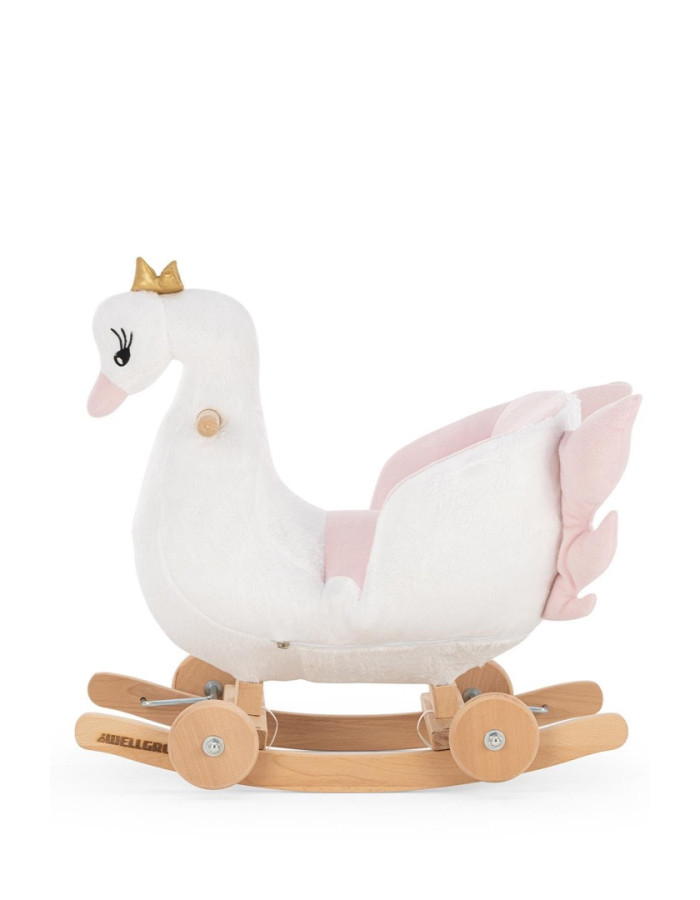 Wooden Swan with Wheels and Rocking
