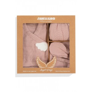 Angel Wings 5-τεμαχίων Νεογέννητο Σετ-ροζ