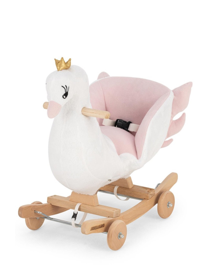 Wooden Swan with Wheels and Rocking