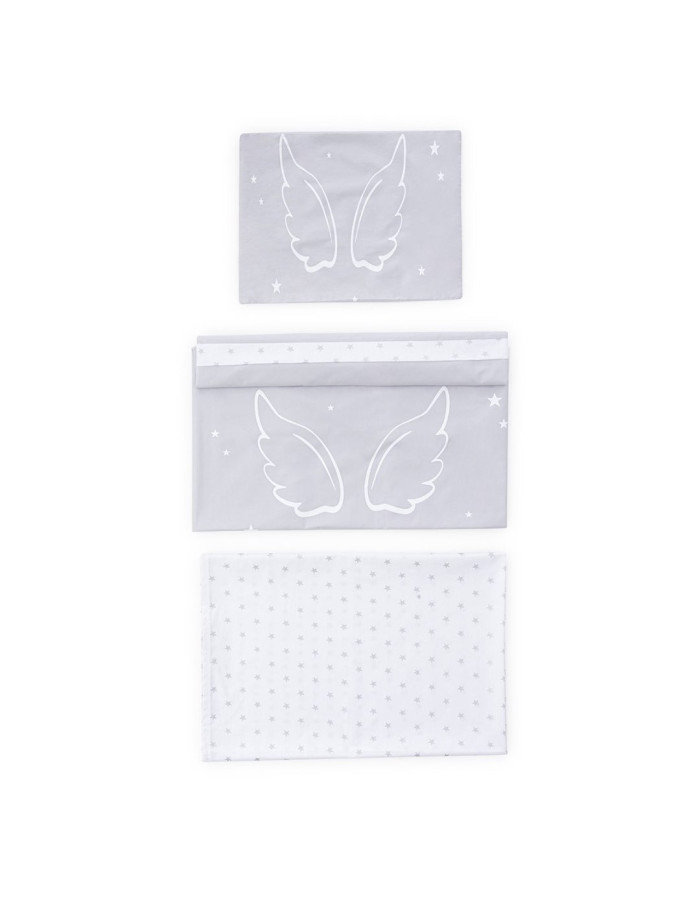 Angel Wings 3-Piece Baby Duvet Cover Set -Grey