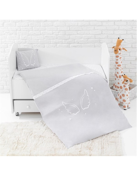 Angel Wings 3-Piece Baby Duvet Cover Set -Grey