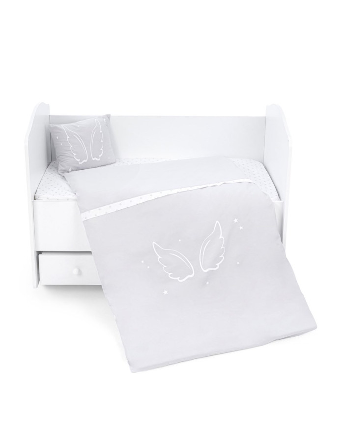 Angel Wings 3-Piece Baby Duvet Cover Set -Grey