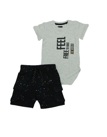 Minene Baby Set Grey Melange Printed - 9-12 μηνών  |  281350020409M