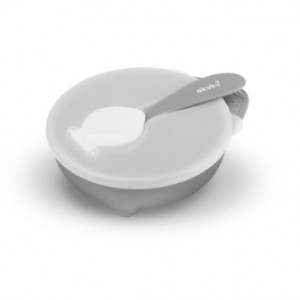 Μπολάκι με Κουτάλι, Γκρι/Λευκό - Γκρι