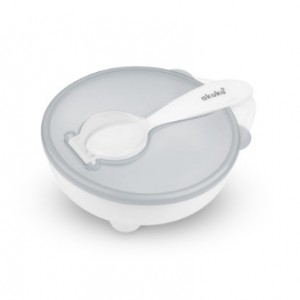 Μπολάκι με Κουτάλι, Γκρι/Λευκό - Λευκό