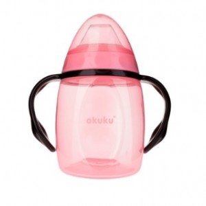 Εκπαιδευτικό Ποτηράκι 280 ml με Χερούλια, (Τυρκουάζ/Ροζ) - ΡΟΖ