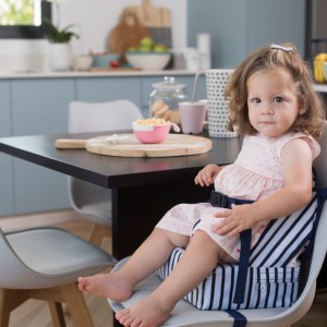 Baby to Love Portable Fabric Booster Seat for Chair Easy Up Booster Blue Striped