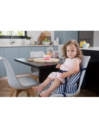 Baby to Love Portable Fabric Booster Seat for Chair Easy Up Booster Blue Striped