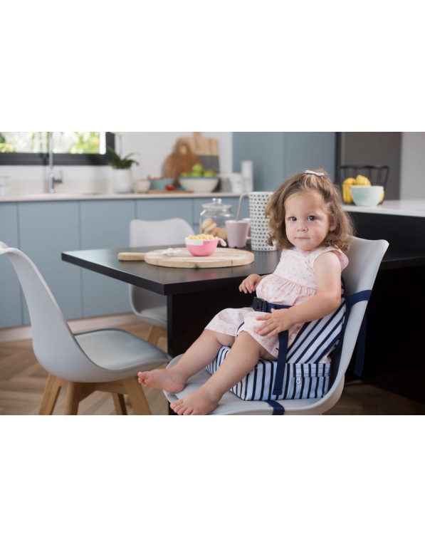 Baby to Love Portable Fabric Booster Seat for Chair Easy Up Booster Blue Striped