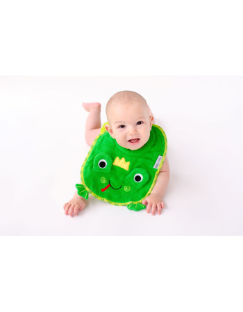 Zoocchini Flippy The Frog Bib Fabric with Hoop & Loop Fastener Green for 6 m+