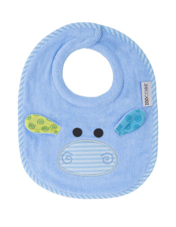 Zoocchini Henry The Hippo Bib Fabric with Hoop & Loop Fastener Light Blue for 18 m+