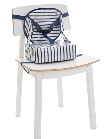 Baby to Love Portable Fabric Booster Seat for Chair Easy Up Booster Blue Striped